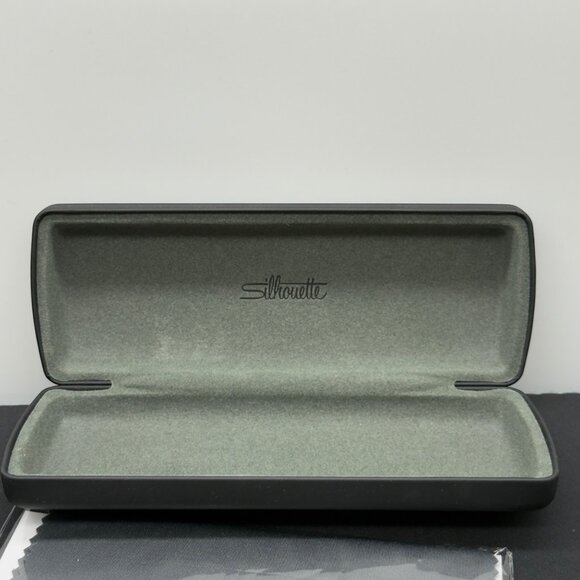 Silhouette Eyeglass Case Black Hard Shell With Cleaning Cloth - Picture 2 of 3